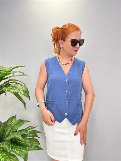5520 Pamuklu Yelek Mavi