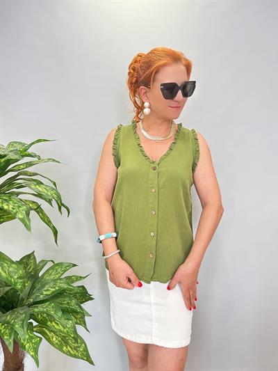 5521 Pamuklu Bluz Çimen Yeşili