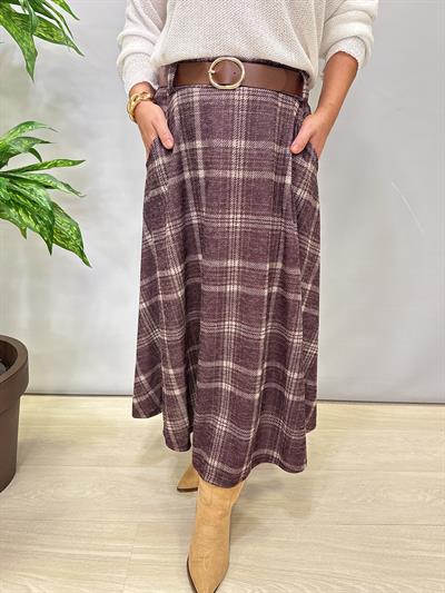 5542 Ekoseli Etek Bordo