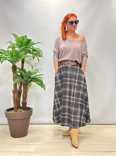 5542 Ekoseli Etek Yeşilli Kahveli 