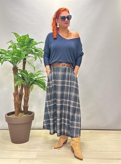 5542 Ekoseli Etek Lacivert