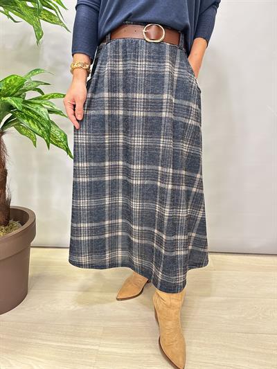 5542 Ekoseli Etek Lacivert