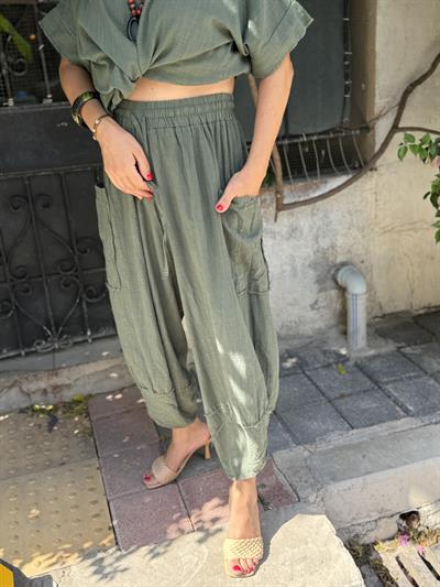 5600 V PAÇA  PAMUKLU  PANTOLON  HAKİ  44 BEDENE KADAR UYUMLUDUR boyum 1.64 