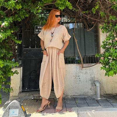 5600 V PAÇA PAMUKLU PANTOLON TAŞ  44 BEDENE KADAR UYUMLUDUR boyum 1.64