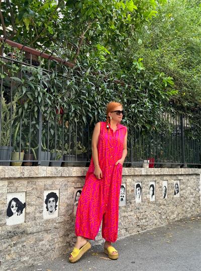 5800 TASARIM TULUM ELBİSE  FUŞYA-TURUNCU 46 BEDENE KADAR UYUMLUDUR  boyum 1.64