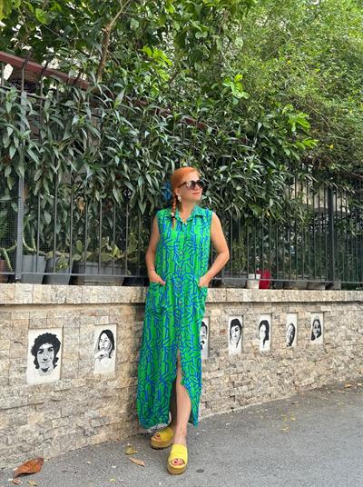 5800 TASARIM TULUM ELBİSE  SAKS-YEŞİL 46 BEDENE KADAR UYGUNDUR  boyum 1.64