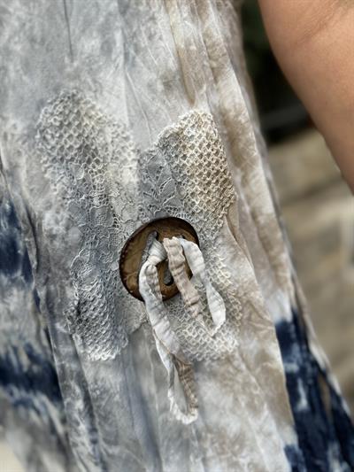 6010  PREMIUM İTALYAN PAMUK  BATİK DESEN ELBİSE LACİVERT 44 BEDENE KADAR UYUMLUDUR 