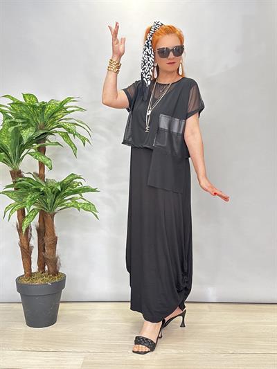 6012 ÖZEL TASARIM ELBİSE SİYAH 