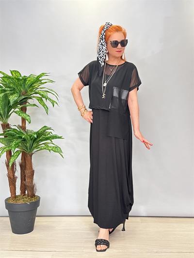 6012 ÖZEL TASARIM ELBİSE SİYAH 