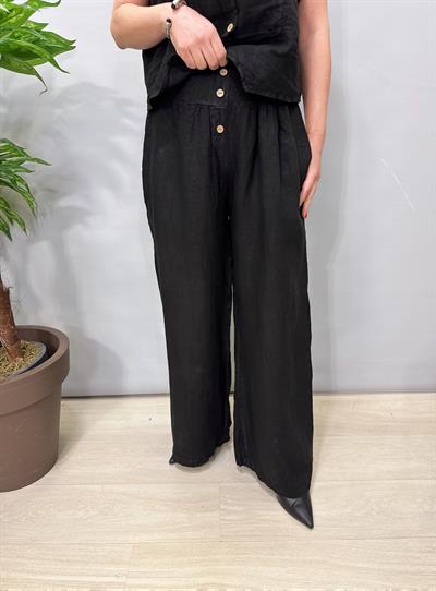 6014 Italyan Yelekli Keten Takım Siyah