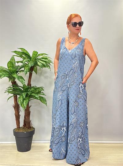 6020 Italyan Keten Tulum Mavi