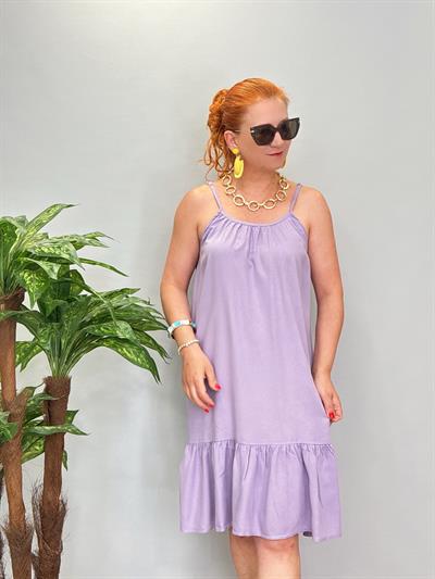6023 Pamuklu Viskon Elbise Lila
