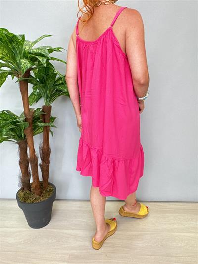 6023 Pamuklu Viskon Elbise Pembe