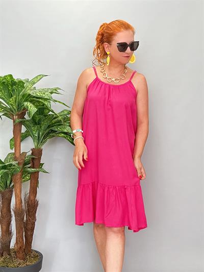 6023 Pamuklu Viskon Elbise Pembe