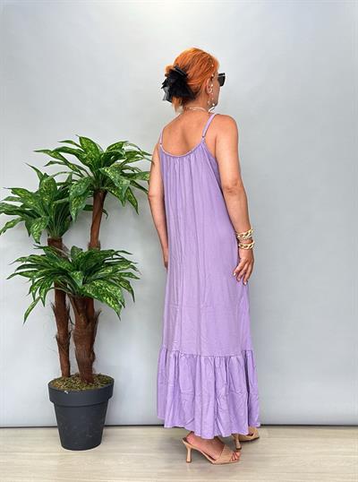6024 Pamuklu Viskon Elbise Lila