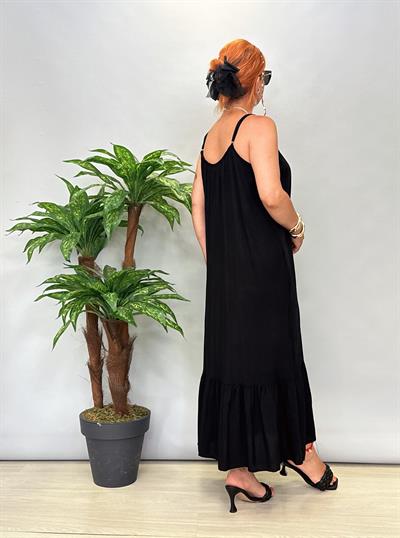 6024 Pamuklu Viskon Elbise Siyah