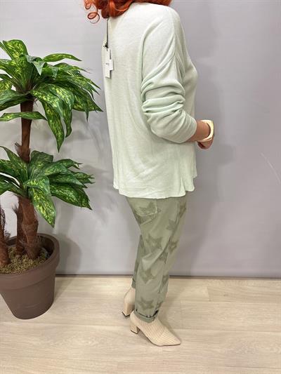 6025 Italyan Yıldız Punch İşleme Triko Bluz Mint 
