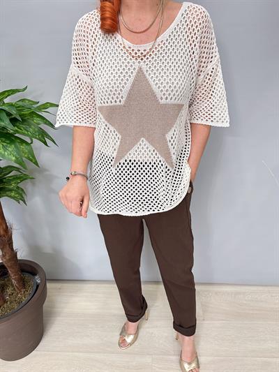 6030 Italyan Yıldız Detay File Bluz Taş