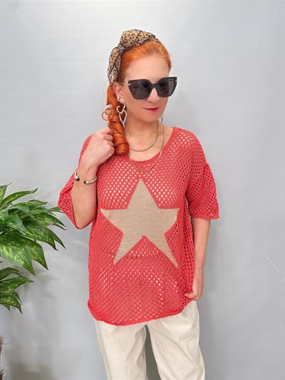 6030 Italyan Yıldız Detay File Bluz Yavruağzı