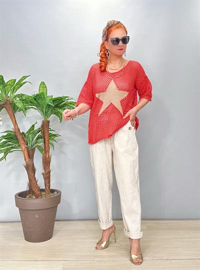 6030 Italyan Yıldız Detay File Bluz Yavruağzı