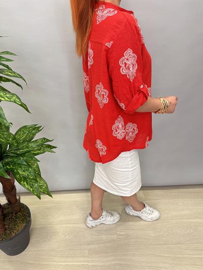 6035 İTALYAN PAMUKLU GÖMLEK KIRMIZI