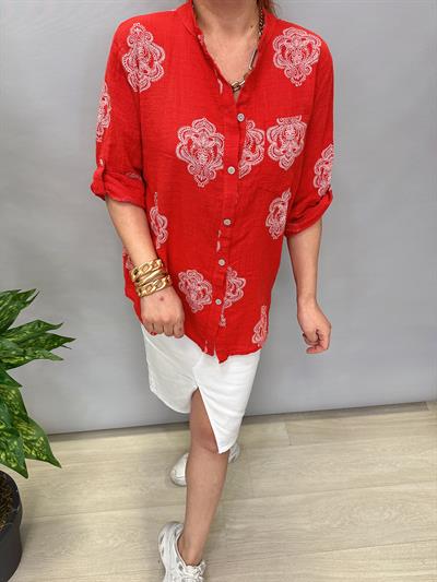 6035 İTALYAN PAMUKLU GÖMLEK KIRMIZI