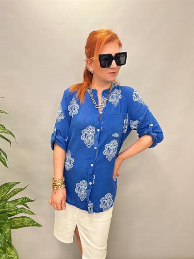 6035 İTALYAN PAMUKLU GÖMLEK SAKS MAVİ