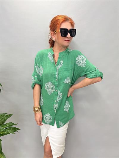 6035 İTALYAN PAMUKLU GÖMLEK YEŞİL