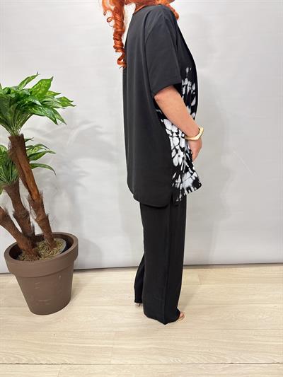 6040 Tencel Batik Desenli Takım Siyah