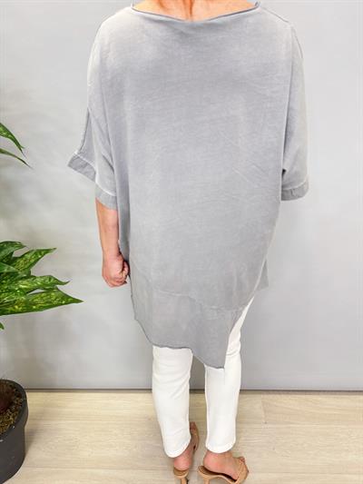 6042 PAMUKLU ASİMETRİK BLUZ GRİ