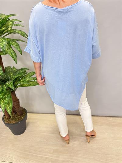 6042 PAMUKLU ASİMETRİK BLUZ MAVİ