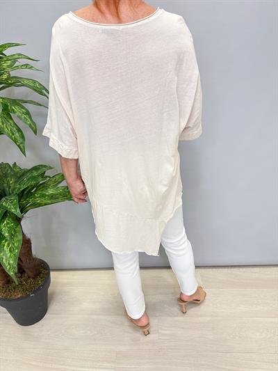 6042 PAMUKLU ASİMETRİK BLUZ TAŞ