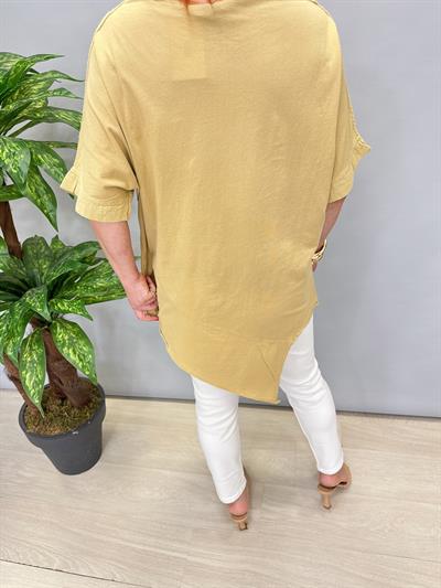 6042 PAMUKLU ASİMETRİK BLUZ YAĞ YEŞİLİ