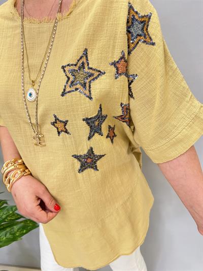 6042 PAMUKLU ASİMETRİK BLUZ YAĞ YEŞİLİ