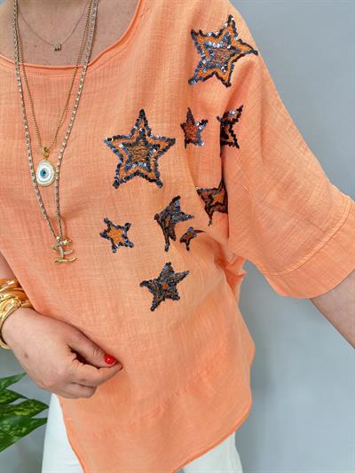 6042 PAMUKLU ASİMETRİK BLUZ YAVRU AĞZI