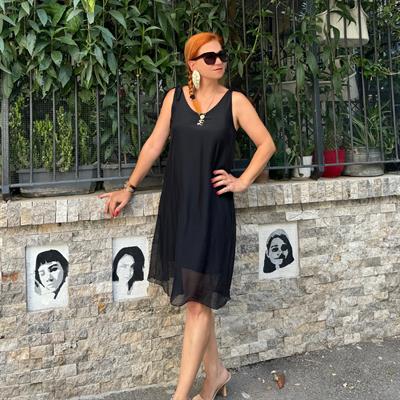 6050 PREMIUM İTALYAN İPEK ELBİSE SİYAH 44 BEDENE KADAR UYUMLUDUR