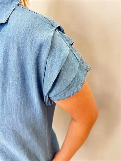 6054 Tencel ince Kot Elbise  Mavi 