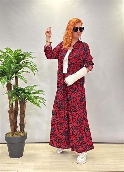 6075 VİSKON GÖMLEK TAKIM KIRMIZI