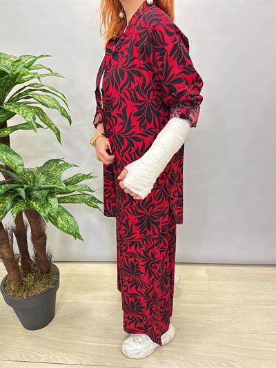 6075 VİSKON GÖMLEK TAKIM KIRMIZI