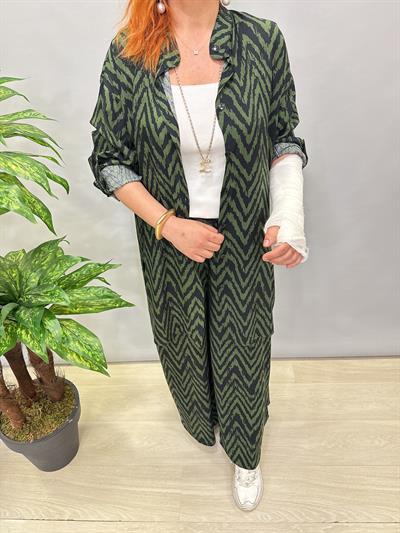 6075 VİSKON GÖMLEK TAKIM YEŞİL  