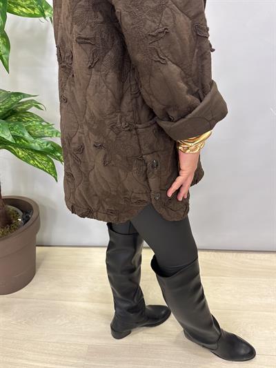 6110 Italyan Nakış Detay Kaban Acı Kahve