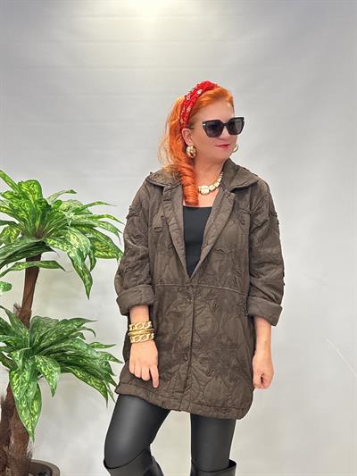 6110 Italyan Nakış Detay Kaban Acı Kahve