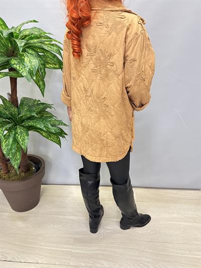 6110 Italyan Nakış Detay Kaban Açık Camel 