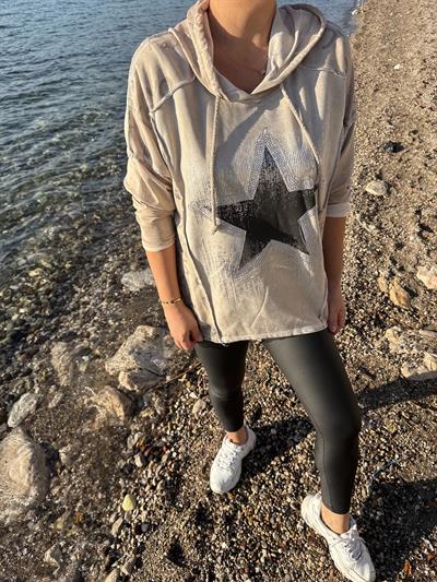 6160 Yıldız Detay Sweatshirt Taş