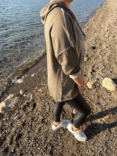 6160 Yıldız Detay Sweatshirt Vizon