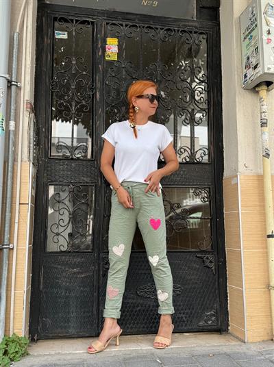 6175 PREMIUM İTHAL LİKRALI KALP DETAY PANTOLON 38/44 BEDENE UYGUNDUR YEŞİL  boyum 1.64