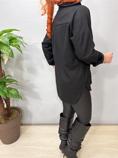 6226 Siyah Damla Boncuk işleme Kaşe Gömlek-Ceket