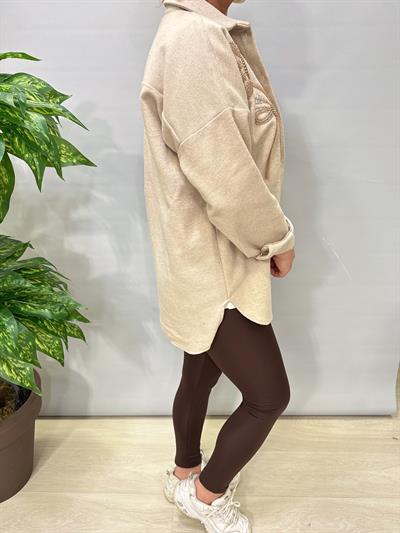 6226 Taş Boncuk İşlemeli Kaşe Gömlek-Ceket