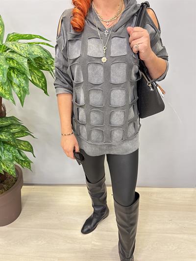 6235 Nubuk Detay Sweatshirt Gri 