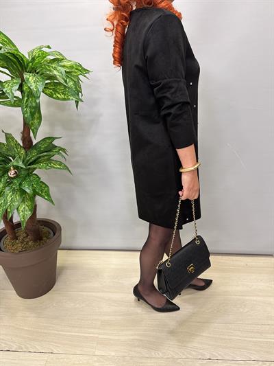6310 Nubuk Taşlı Elbise Siyah 